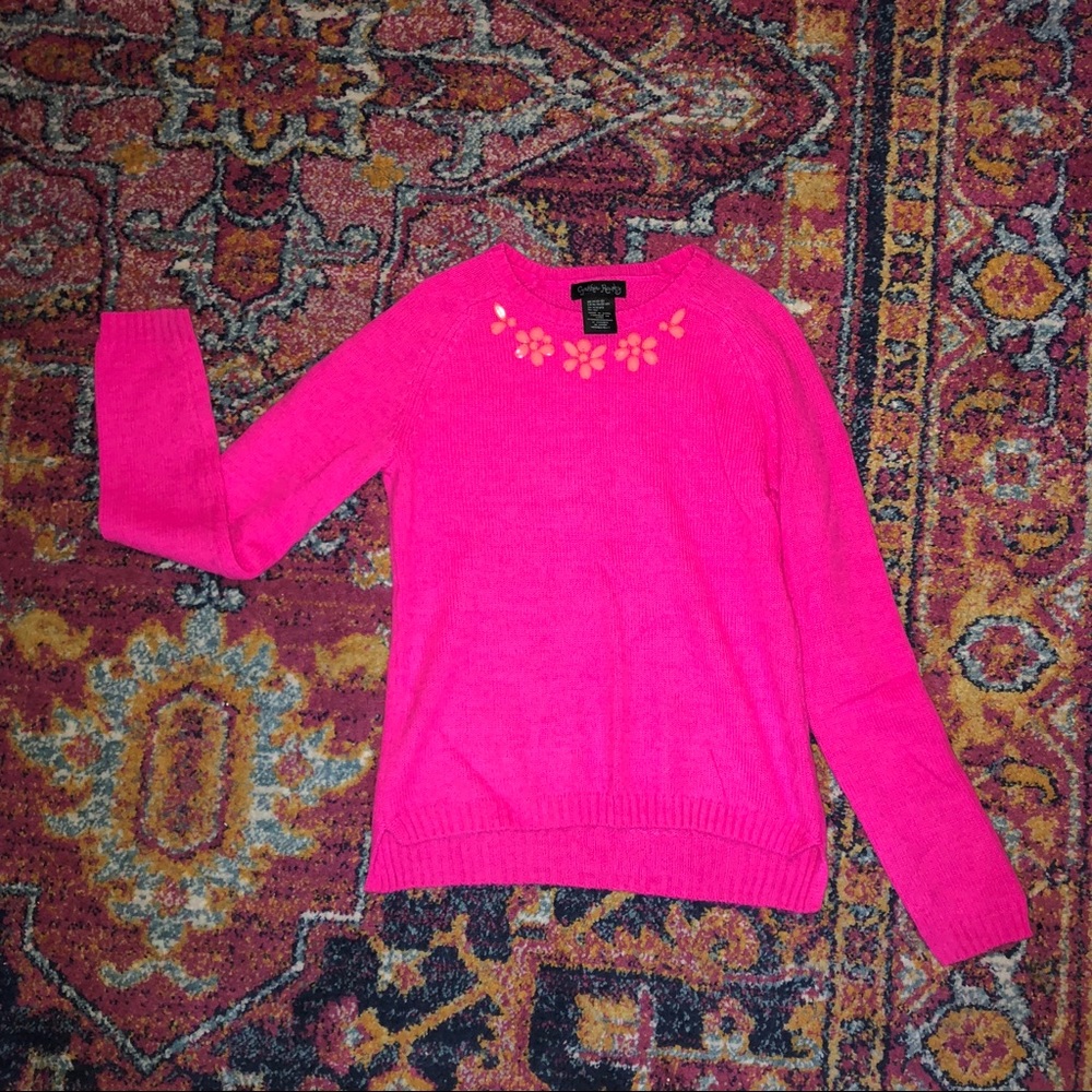 Cynthia Rowley pink sweater girls Medium EUC